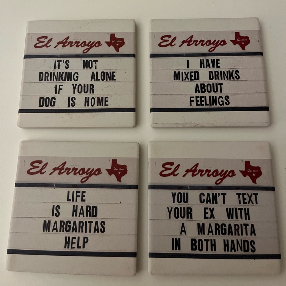 Iconic El Arroyo Austin, TX square coasters